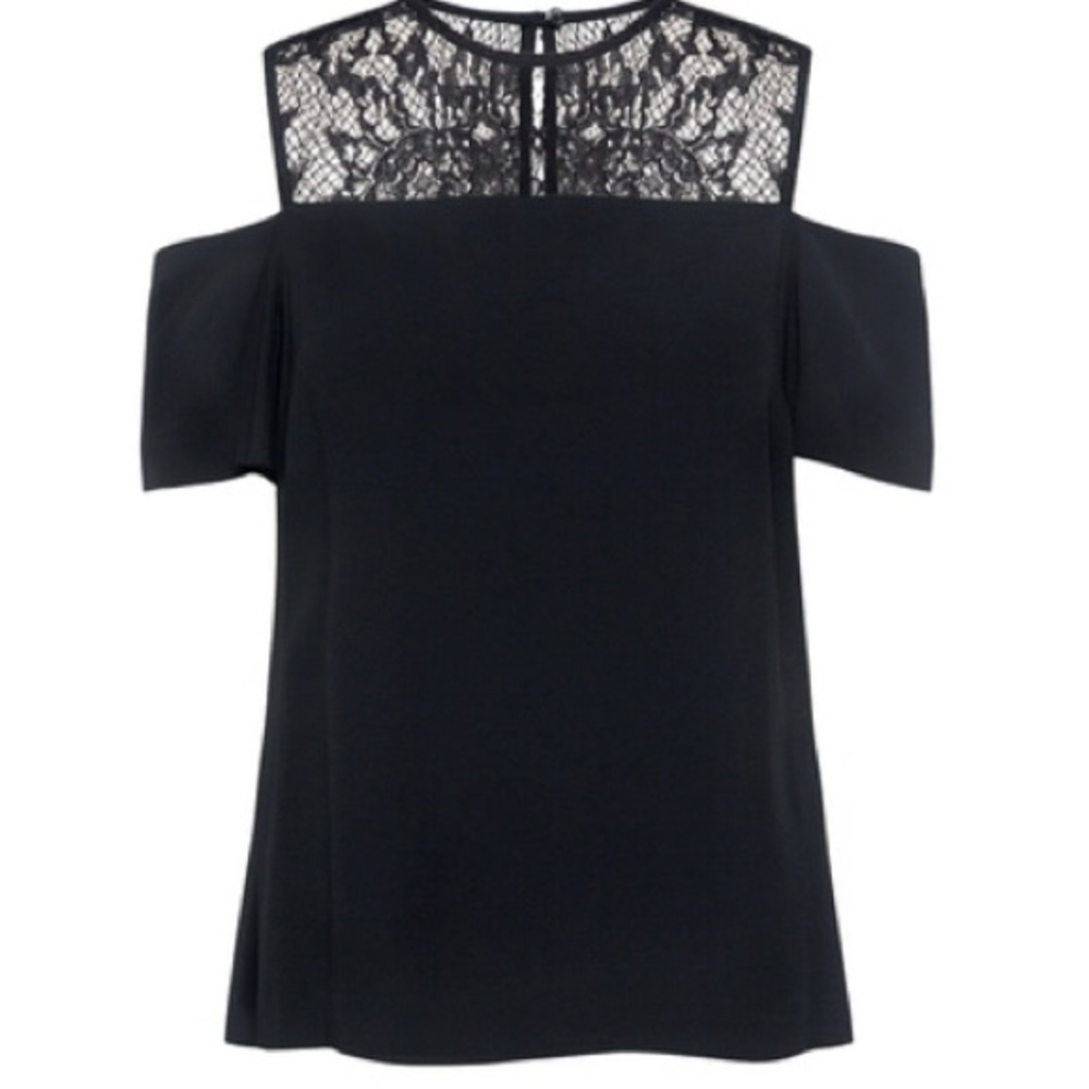 ALC Glyn black cold-shoulder lace top